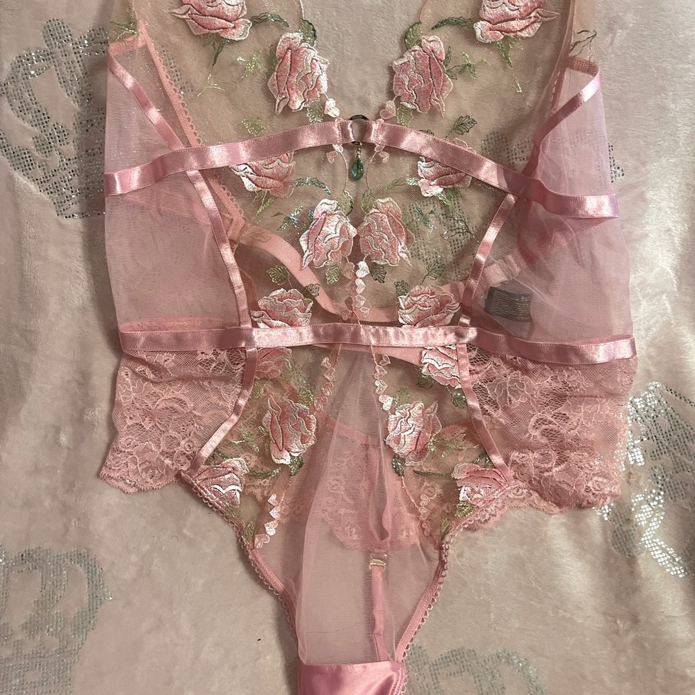 Iridescent Light pink lace bodysuit